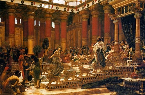 Queen of Sheeba visits king Solomon